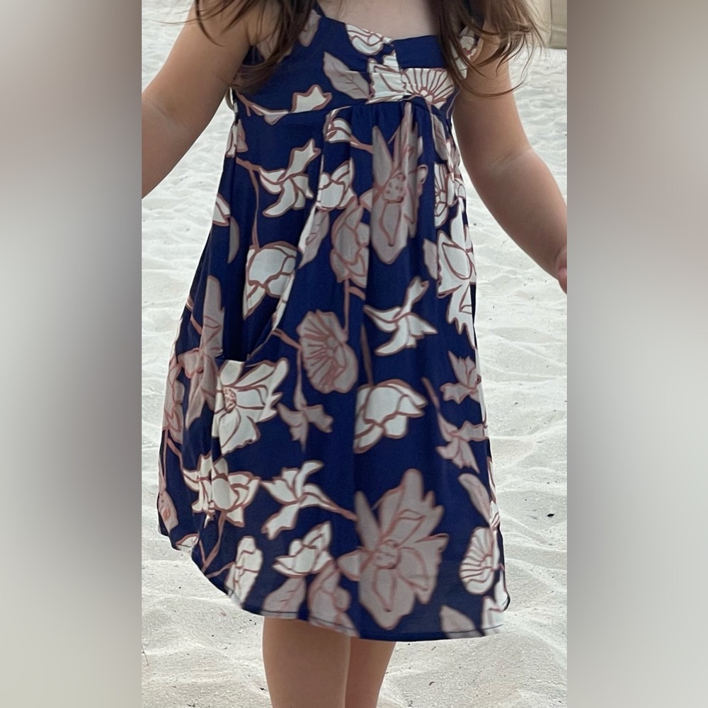 Like New! Cinnamon Girl Navy Dress with Modern Floral Design